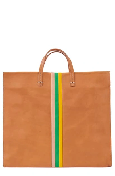 Clare V Simple Leather Tote In Natural Rustic/ Desert Stripe