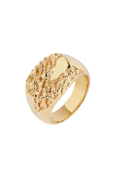 Maria Black Rock Signet Ring In Yellow Gold