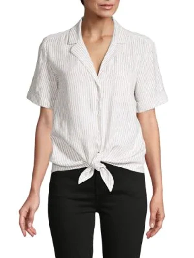 French Connection Women's Striped Tie-waist Shirt In White