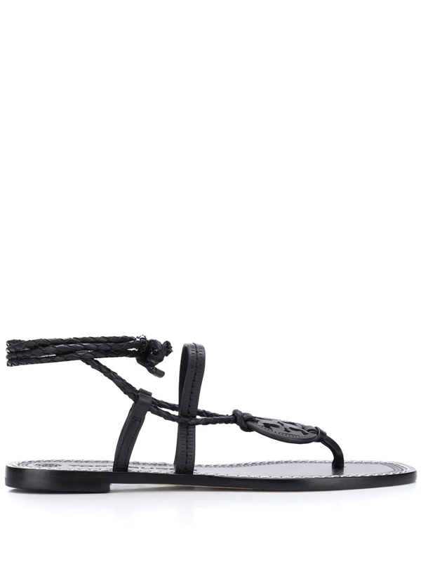 miller braided ankle tie logo sandal