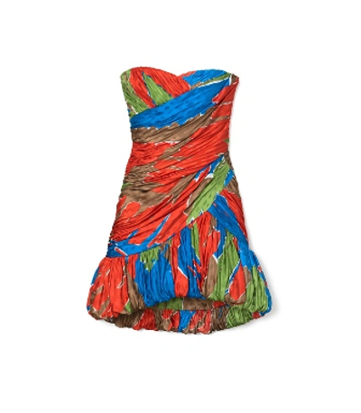 Tory Burch Silk Mini Party Dress In Painted Geo