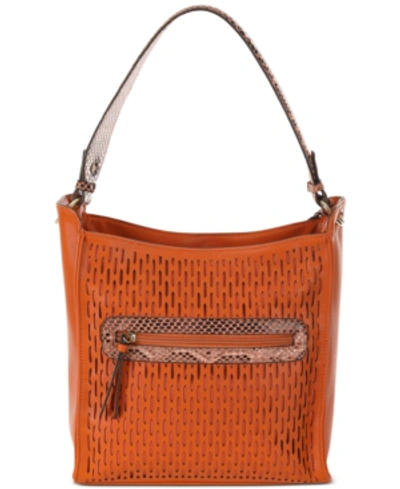 Sondra Roberts Hobo Handbag In Orange/gold