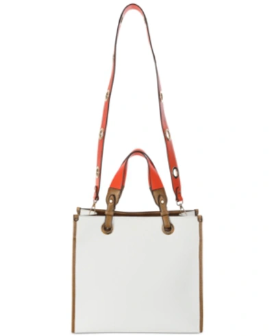 Sondra Roberts Structured Colorblocked Tote In White