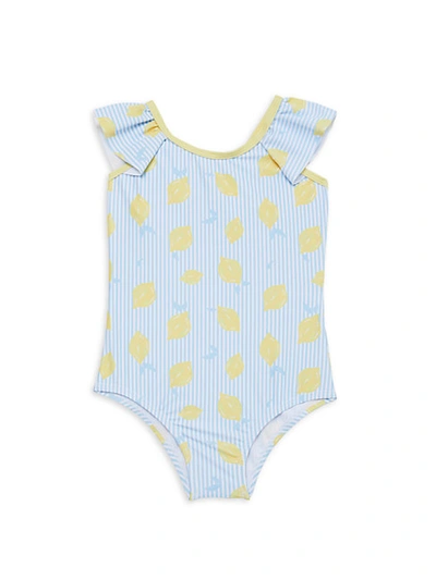 Andy & Evan Kids' Little Girl's & Girl's Lemon-print One-piece Swimsuit In Aqua