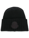 Moncler Appliquéd Wool And Cashmere-blend Beanie In Black