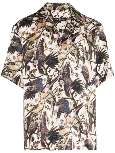 Edward Crutchley Birds Print Silk Hawaiian Shirt In White