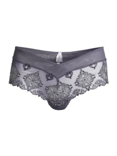 Chantelle Champs Elysse Lace Embroidered Hipster In Dark Charcoal