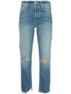 Mother Faded Straight-leg Jeans In Blue