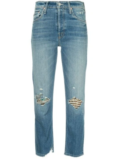 Mother Faded Straight-leg Jeans In Blue