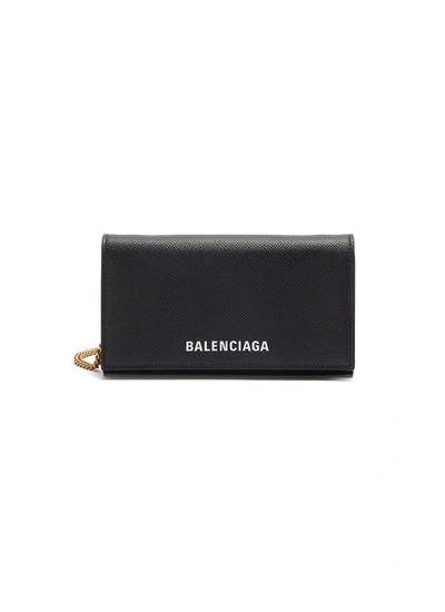 Balenciaga 'ville' Leather Chain Phone Wallet In Black