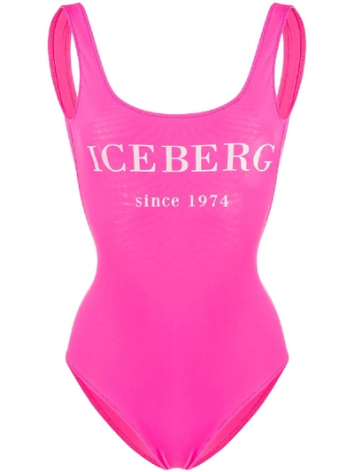 Iceberg Logo Printed Swimsuit In Pink