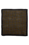 Saint Laurent Star Print Wool Scarf In Black/ Yellow