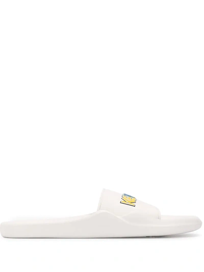 Kenzo Logo Pool Slides In White