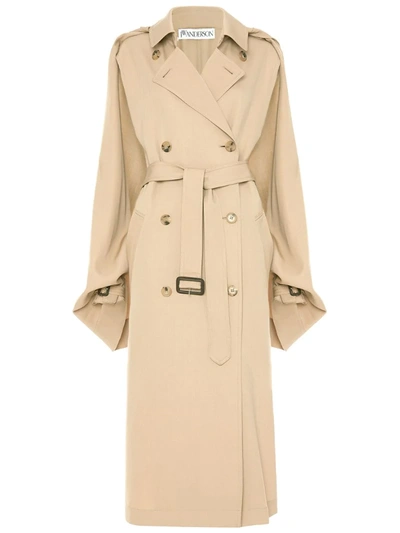 Jw Anderson Open-sleeve Cape Trench Coat In Neutrals