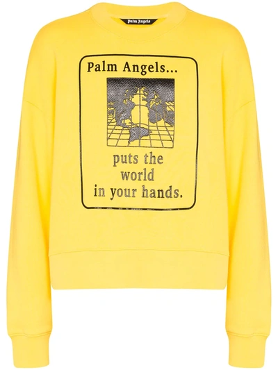 Palm Angels Sweatshirt Mit Grafischem Print In Yellow,black