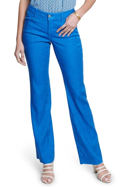 Nydj Linen Trousers In Blue Harbour