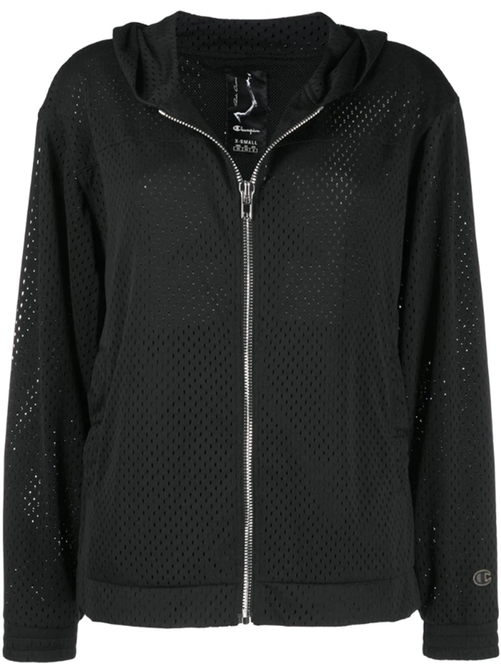 Rick Owens X Champion Mesh Hooded Windbreaker Jacket In Black