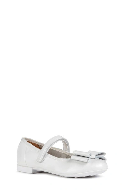 Geox Girl's Plie Bow Leather Ballerina Flats, Kids In White