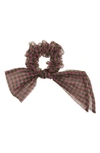 Fendi Silk Organza Bow Scrunchie In Black Thorn