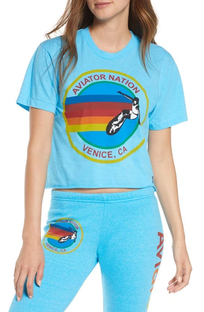 Aviator Nation Graphic Tee In Neon Blue
