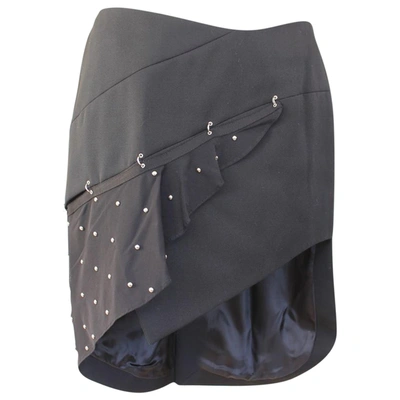 Pre-owned Anthony Vaccarello Wool Skirt In Black