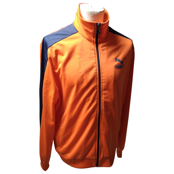 orange and black puma jacket