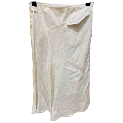 Pre-owned Yohji Yamamoto Linen Mid-length Skirt In White