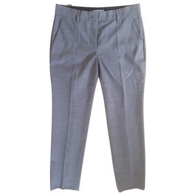 Pre-owned Prada Wool Straight Trousers In Grey