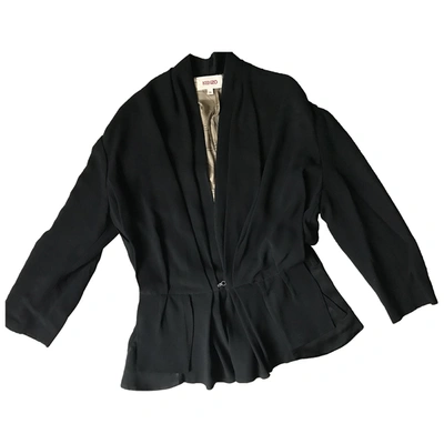 Pre-owned Kenzo Silk Short Waistcoat In Black