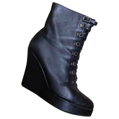Pre-owned Opening Ceremony Leather Lace Up Boots In Black