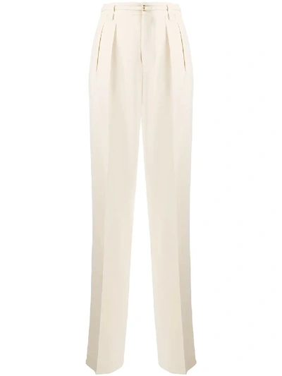 Red Valentino Wide Leg Crepe Trousers In Ivory