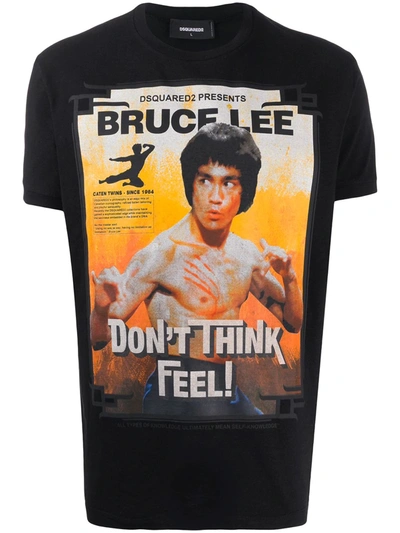 Dsquared2 Slim Bruce Lee Printed Jersey T-shirt In Black