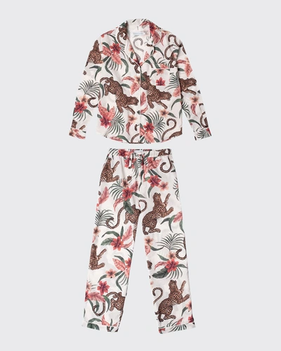 Desmond & Dempsey Soleia Printed Organic Cotton-voile Pajama Set In Creammulti