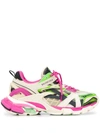 Balenciaga Track 2 Open Metallic Sneakers In White, Green, Rose