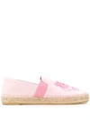 Kenzo Embroidered Tiger Espadrilles In Pink