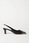 Aeyde Drew Snake-effect And Smooth Leather Slingback Pumps In Black