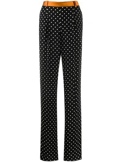 Haider Ackermann Silk-satin And Grosgrain-trimmed Polka-dot Crepe Wide-leg Pants In Black