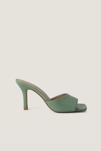Na-kd Squared Toe Stiletto Mules - Green In Dusty Green