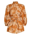 Zimmermann Wavelength Waist Tie Blouse In Gold Paisley In Orange