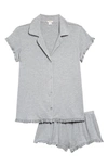 Eberjey Ruthie Ruffle Jersey Knit Short Pajamas In Heather Grey