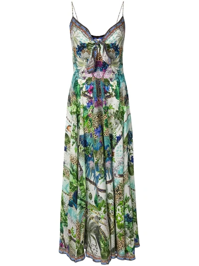 Camilla Moon Garden Tie Front Maxi Dress In Moongrdn