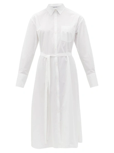 Another Tomorrow Balloon-sleeve Organic-cotton Poplin Shirt Dress In White