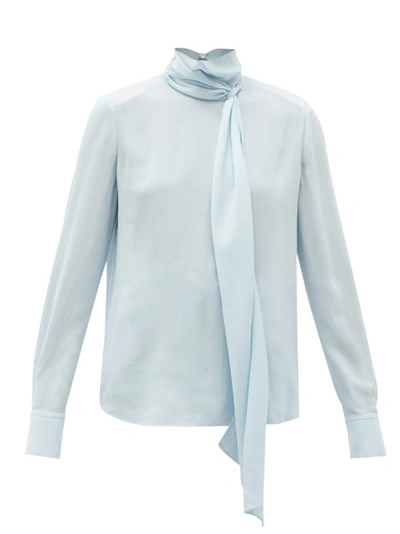 Another Tomorrow Core Self-tie Neck Blouse In Ice