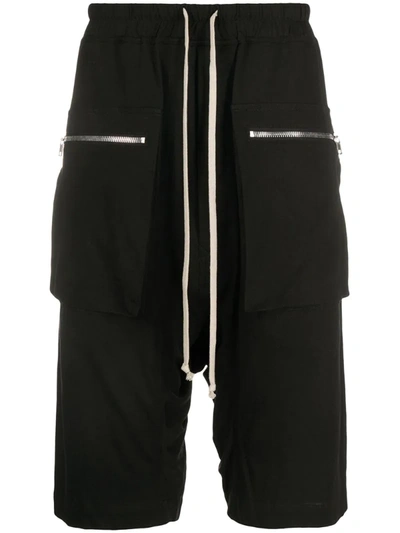 Rick Owens Drkshdw Dropped-seat Cotton-twill Shorts In Black