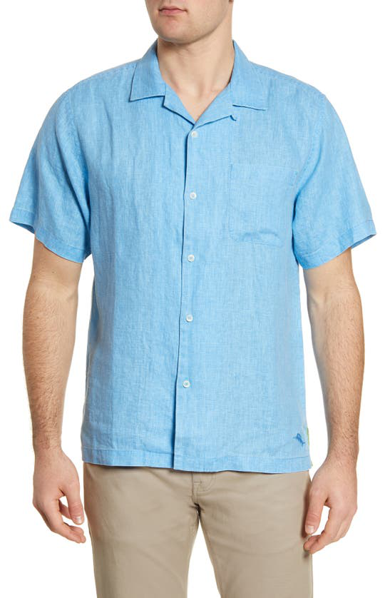 Tommy Bahama Sea Glass Camp Regular Fit Short-sleeve Linen Shirt In ...