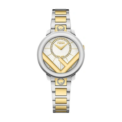 Fendi Run Away Watch, 28mm In Or Jaune Argent Et Blanc