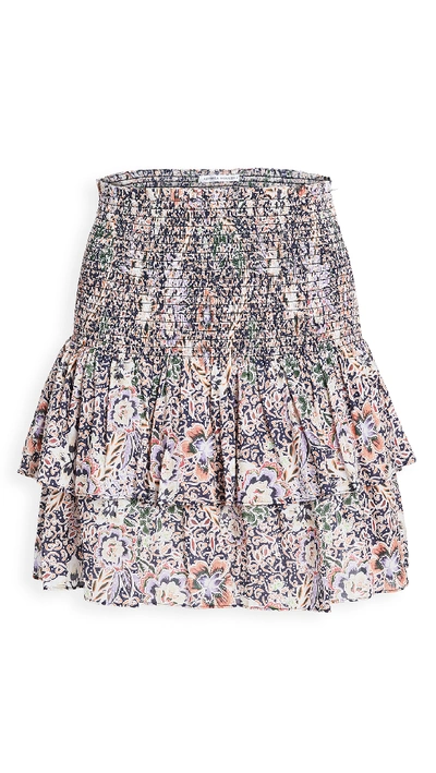 Rebecca Minkoff Amari Smocked Flounce Skirt In Multi