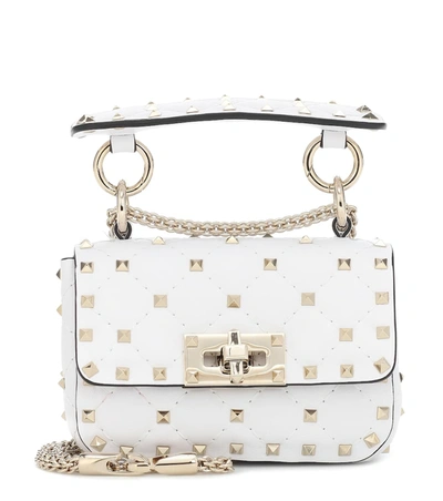 Valentino Garavani Rockstud Spike Micro Leather Crossbody Bag In White