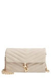 Rebecca Minkoff Edie Quilted Leather Crossbody Wallet In Tahini
