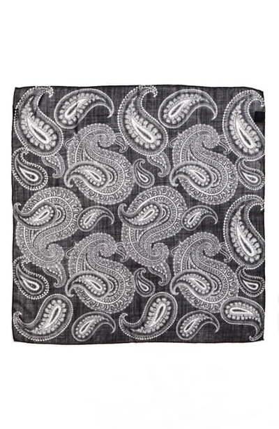 Saint Laurent Bandana Paisley Wool Scarf In Black/ Ivory